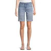 Cuffed Denim Shorts