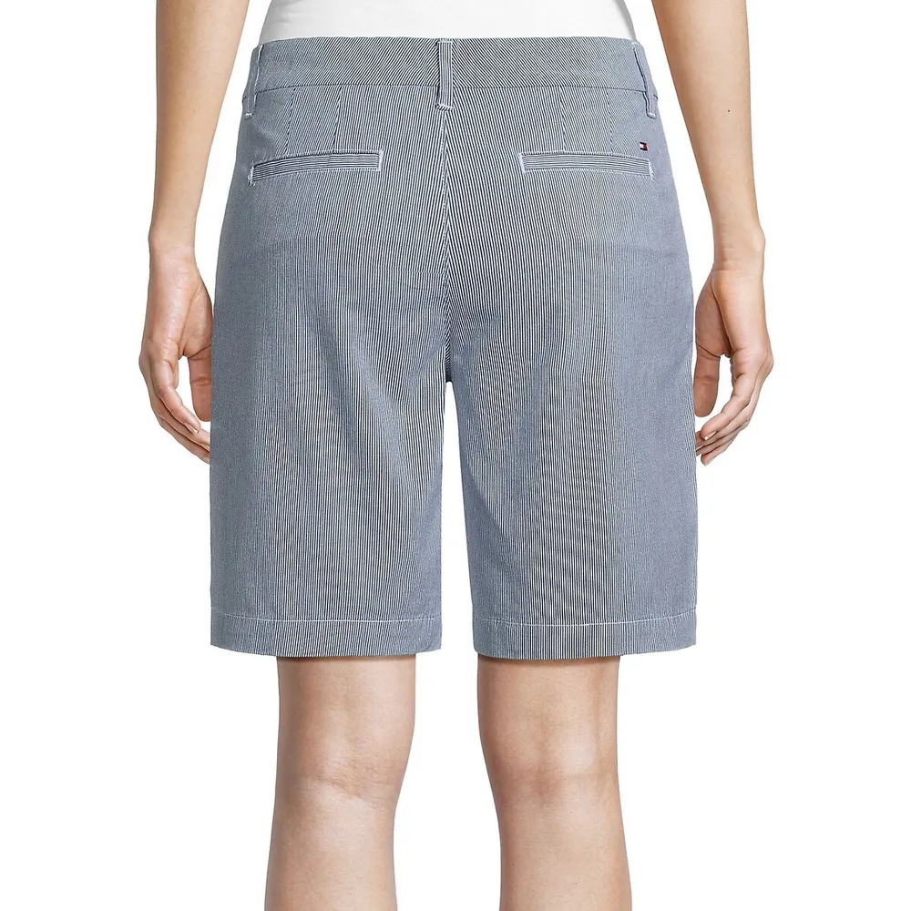 Pinstripe Cotton Shorts