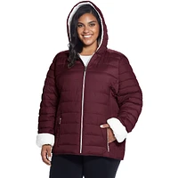 Plus Weatherproof Hooded Cozy Faux Shearling-Lined Puffer Jacket