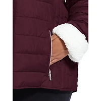 Plus Weatherproof Hooded Cozy Faux Shearling-Lined Puffer Jacket