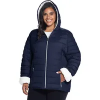 Plus Weatherproof Hooded Cozy Faux Shearling-Lined Puffer Jacket