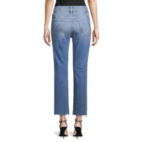 High-Waisted Rider Straight-Leg Ankle Fray Jeans