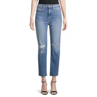 High-Waisted Rider Straight-Leg Ankle Fray Jeans