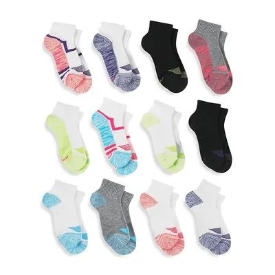 Girl's 12-Pair Low-Cut Socks Set