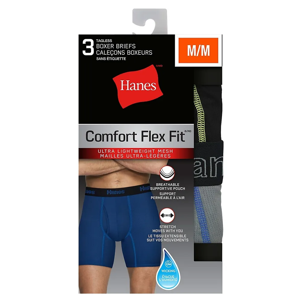 Hanes 3-Piece Comfort Flex-Fit Mesh Boxer Briefs Set