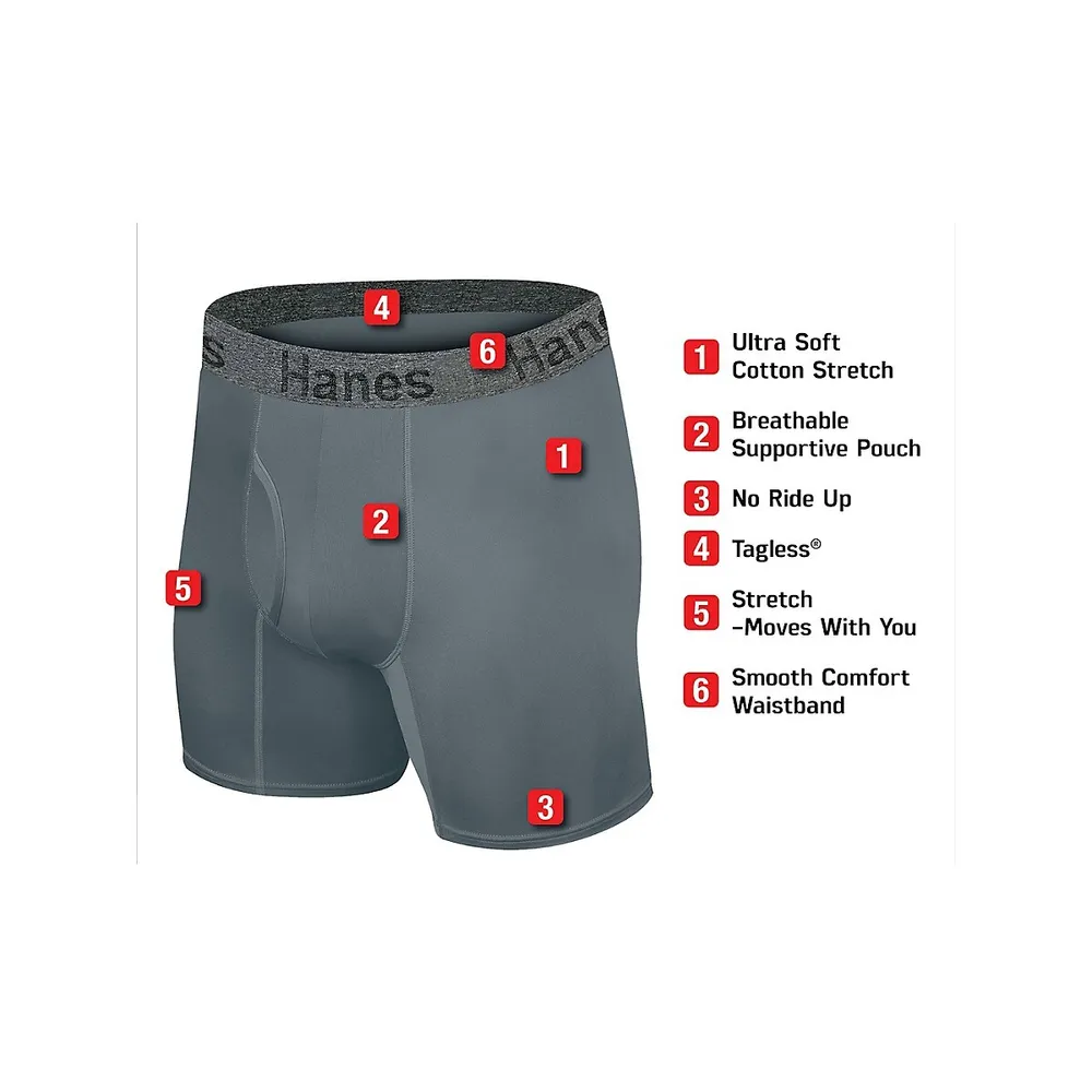 Men's Assorted Comfort Flex Fit Tagless Trunks - 3 Pk by Hanes at