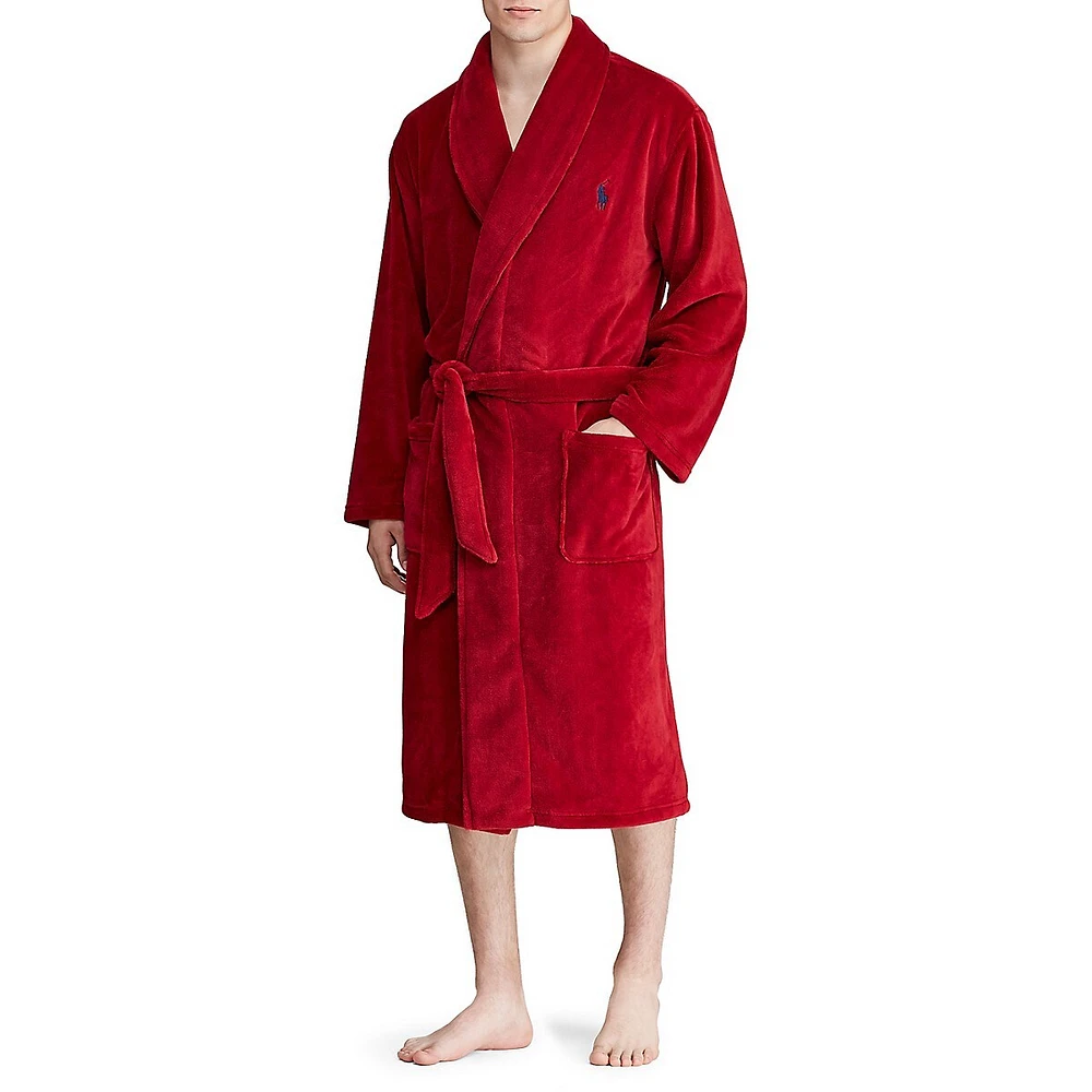 Shawl-Collar Plush Robe