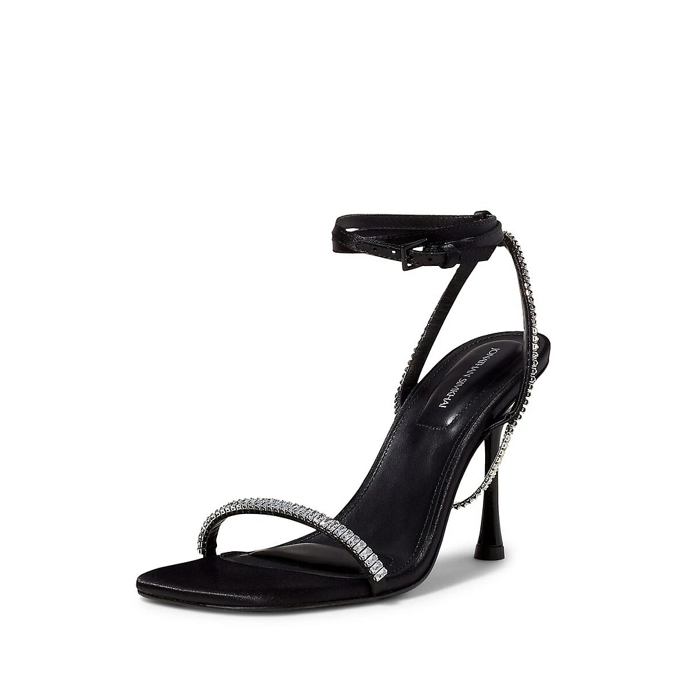 Luxon Crystal Heeled Ankle-Strap Sandals