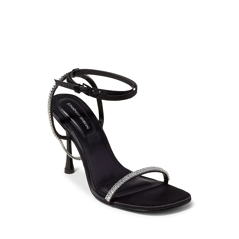 Luxon Crystal Heeled Ankle-Strap Sandals