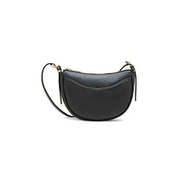 Sculpted Buckle Half Moon Crossbody Bag