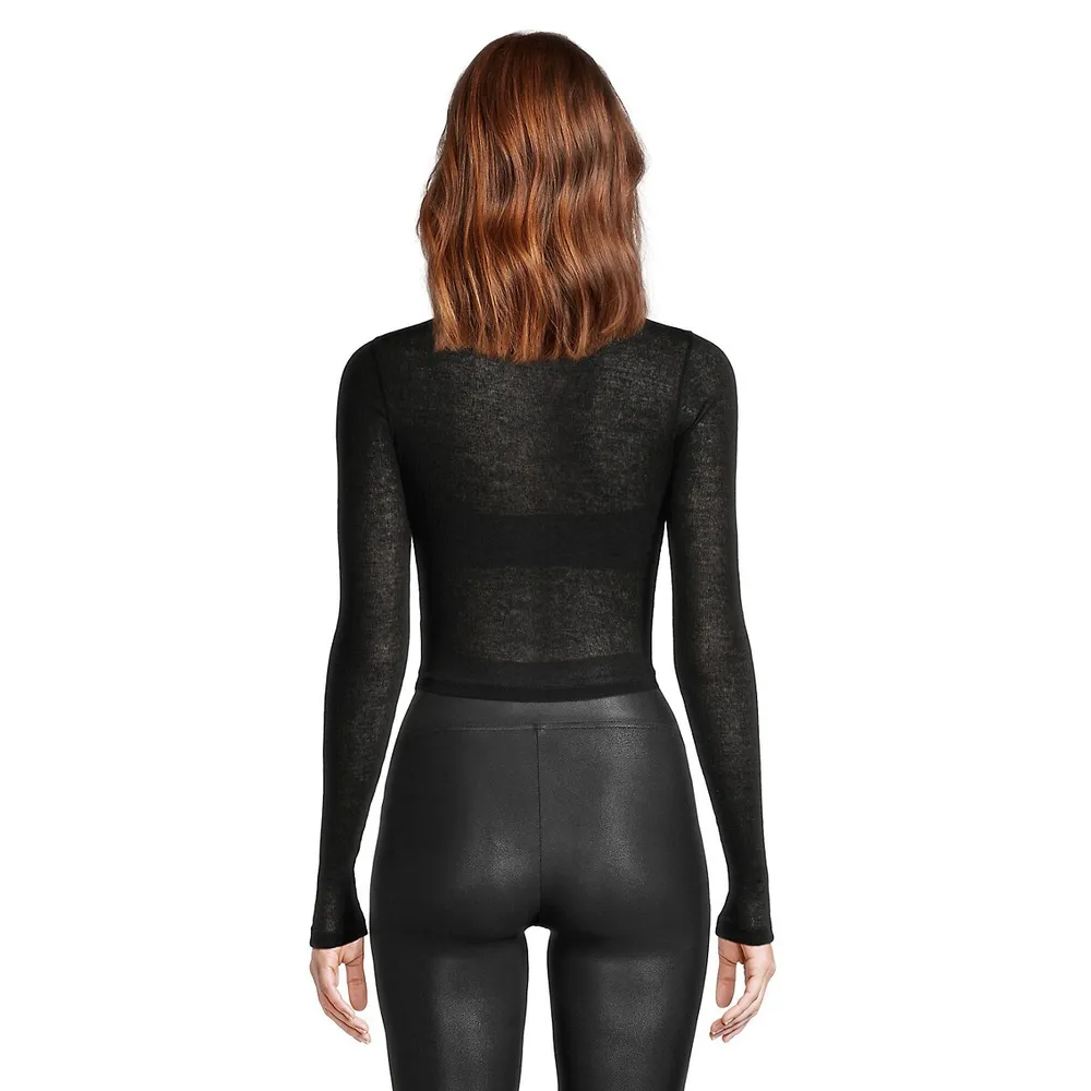 Rib Gauze Mockneck Top