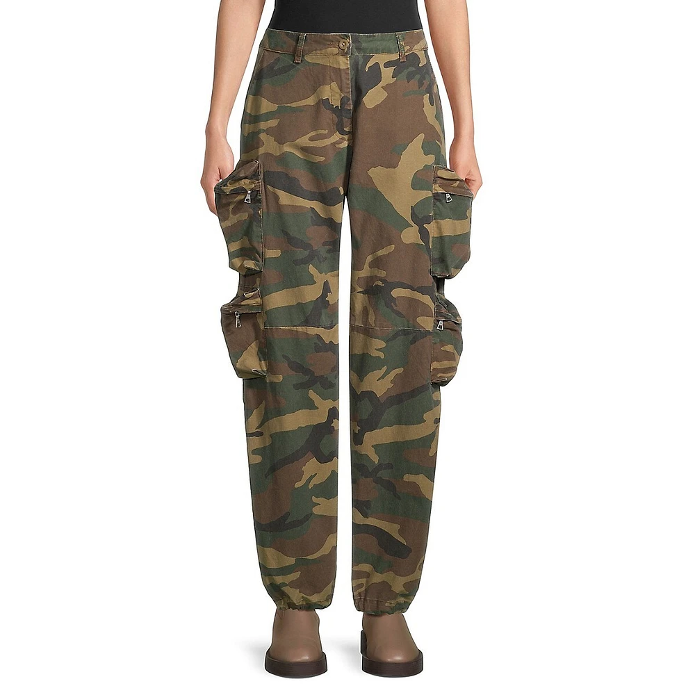 Pleated Wide Leg Cargo Pants