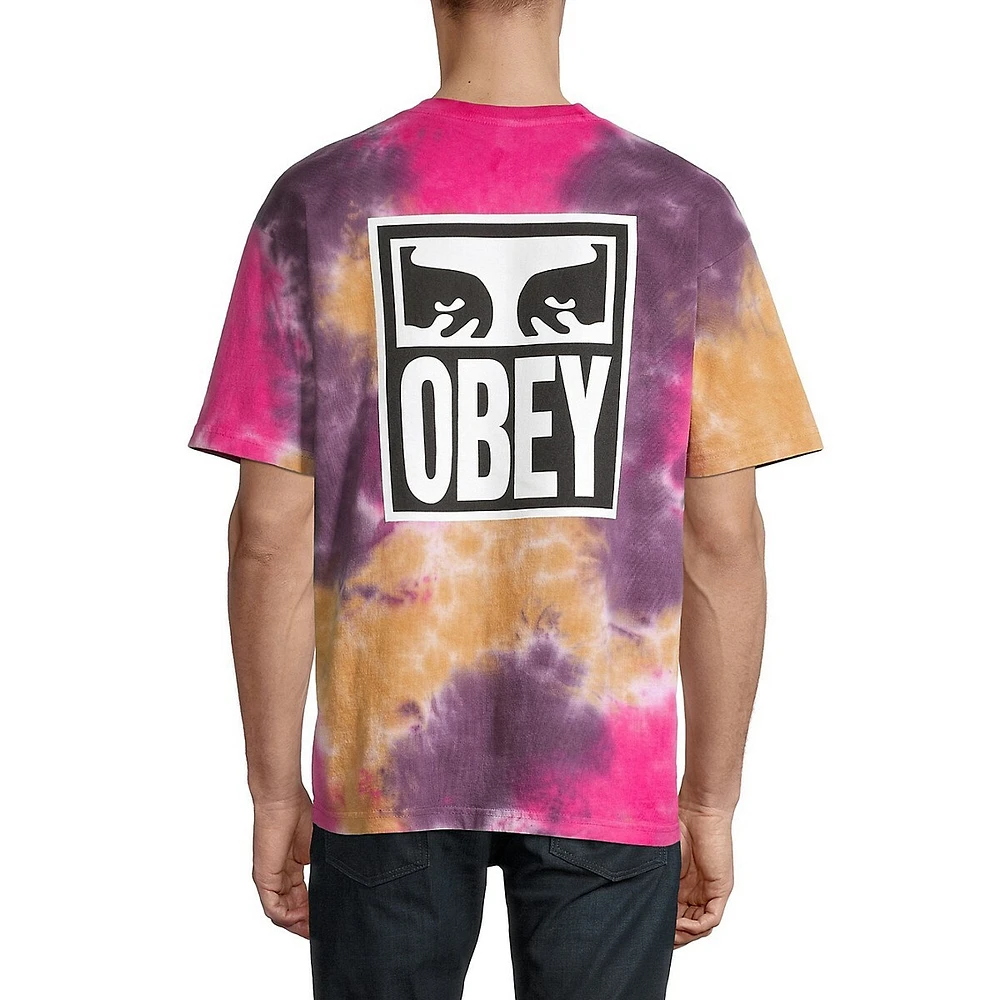 Eyes Icon 2 Overbleed Tie-Dye Print T-Shirt