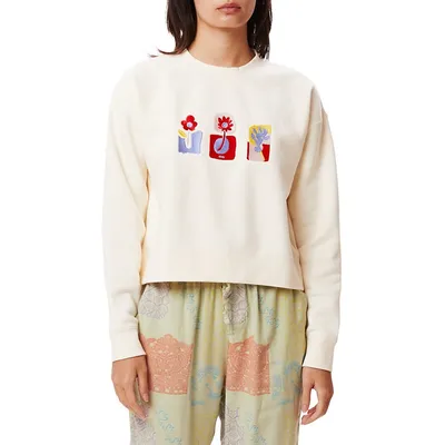 Embroidered Cropped Sweatshirt