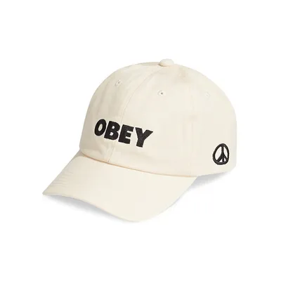 Bold Logo Peace Sign Embroidered Strapback Cap