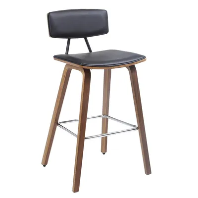 27" Wooden Barstools Counter Stool Upholstered Bar Stool Dining Chair with Back & Foot Ring