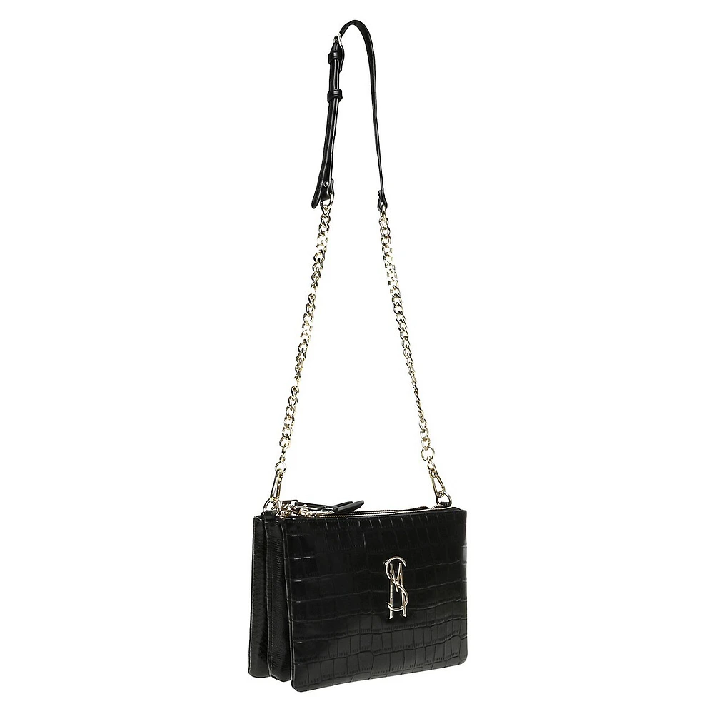 Bsnake Embossed Chain-Strap Crossbody Bag