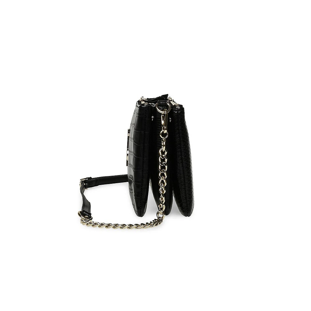 Bsnake Embossed Chain-Strap Crossbody Bag