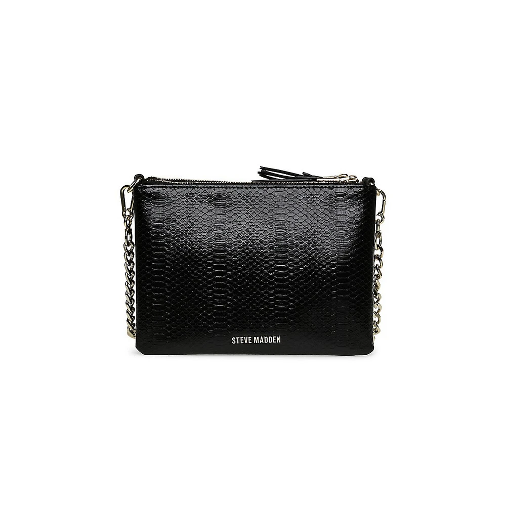 Bsnake Embossed Chain-Strap Crossbody Bag