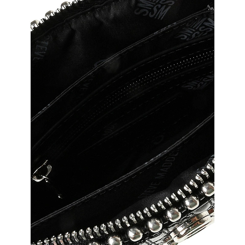 Bramie Embossed Studded Crossbody Bag