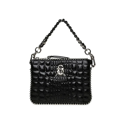 Bramie Embossed Studded Crossbody Bag