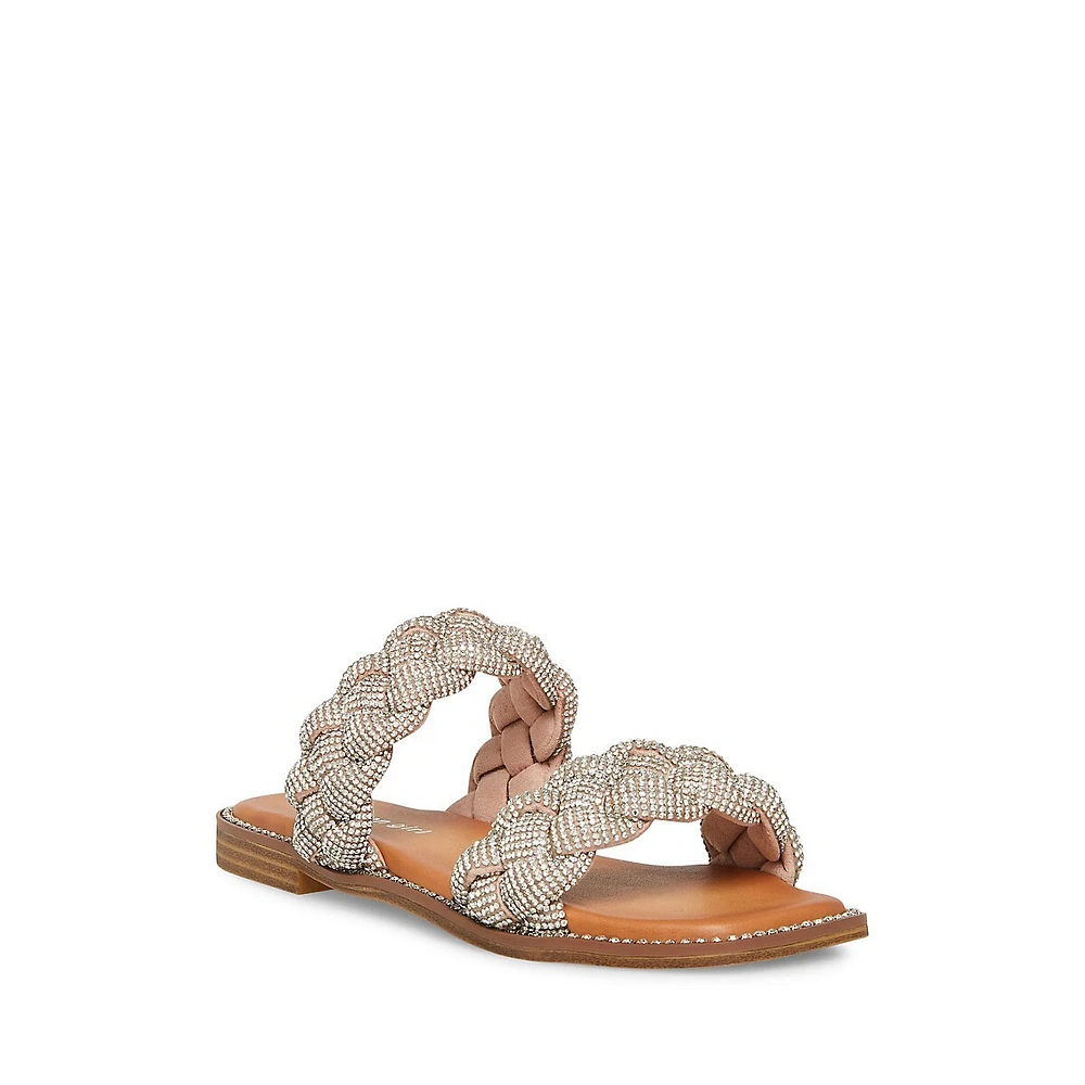 Parkk Glitz Braided Strap Flat Sandals