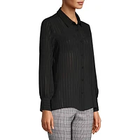 Sheer Stripe Jacquard Button Shirt