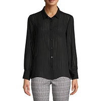 Sheer Stripe Jacquard Button Shirt