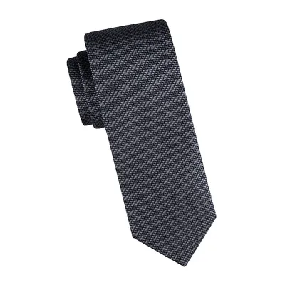 Geometric-Patterned Silk-Blend Regular Tie