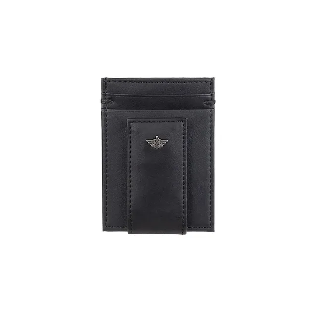 Guess Men's Front Pocket Wallet Magnetic Money Clip RFID Block Black