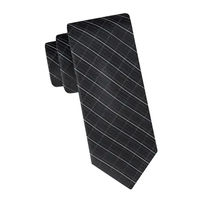 Windowpane-Check Silk-Blend Regular-Cut Tie