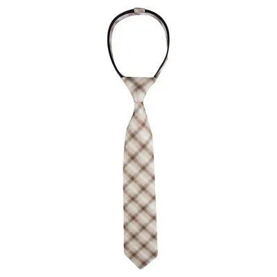 Cravate zippée à carreaux pour garçon et petit