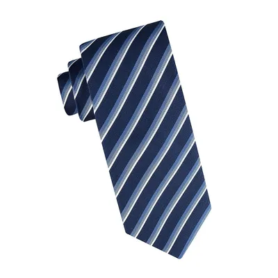Cravate en mélange de soie coupe classique à rayures modernes