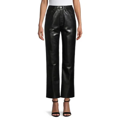 Recycled-Leather Blend 90s Straight-Leg Pants