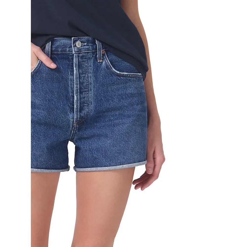 Dee High-Rise Rolled-Hem Denim Shorts