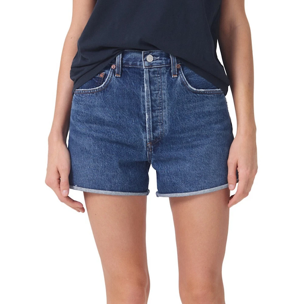 Dee High-Rise Rolled-Hem Denim Shorts