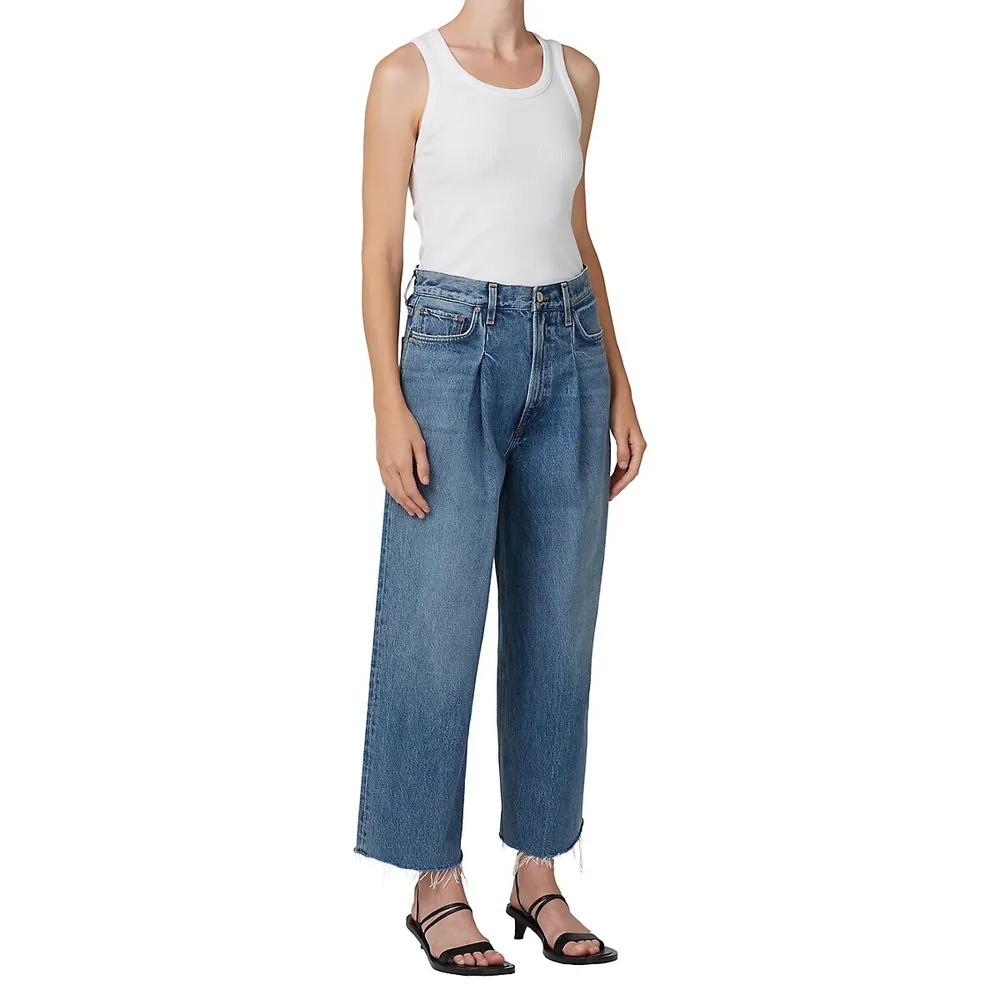 Dagna Organic Cotton High-Rise Pleated Baggy Jeans