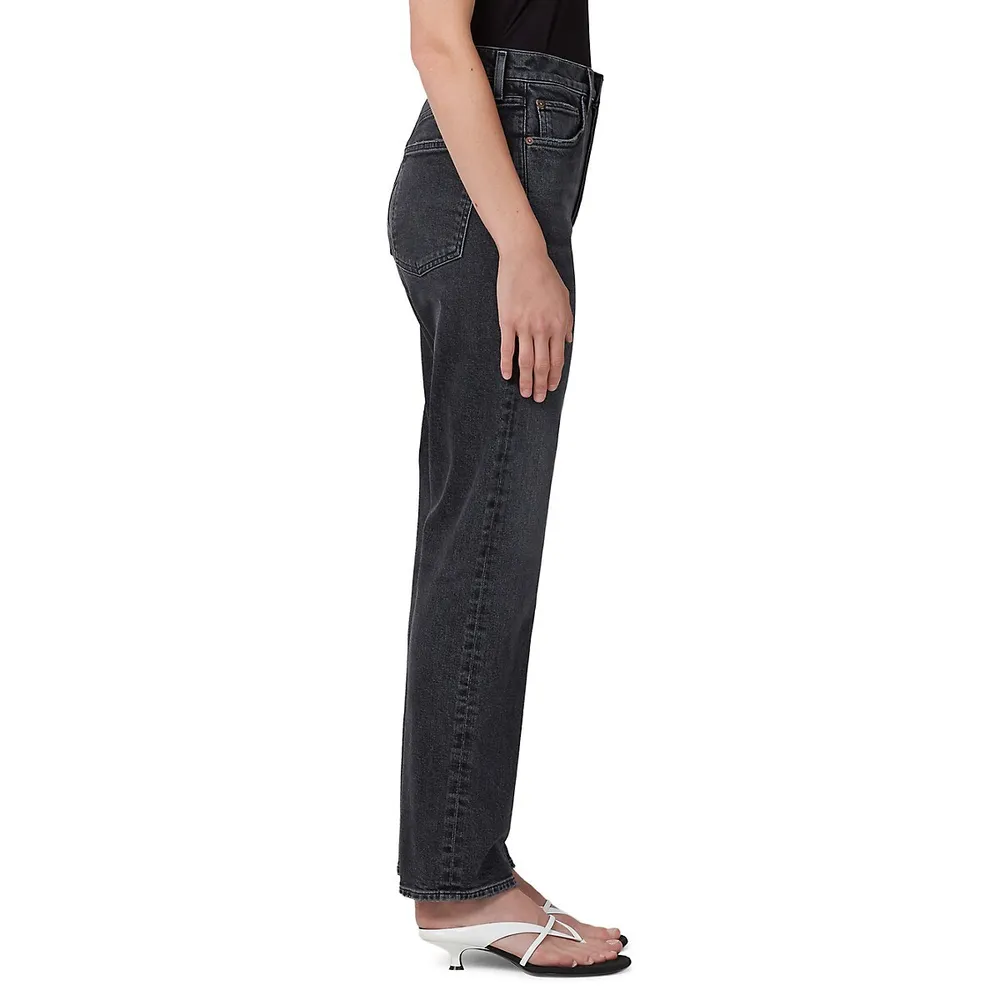 Metal High Rise Stovepipe Jeans