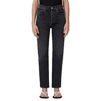 Metal High Rise Stovepipe Jeans