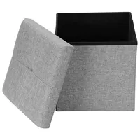 Folding Storage Ottoman Bench, Storage Chest Poly Linen Storage Organizer (grey, 15" X 15" X 15")