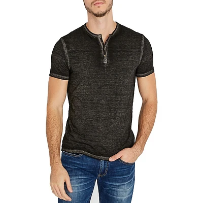 Short-Sleeve Cotton-Blend Henley