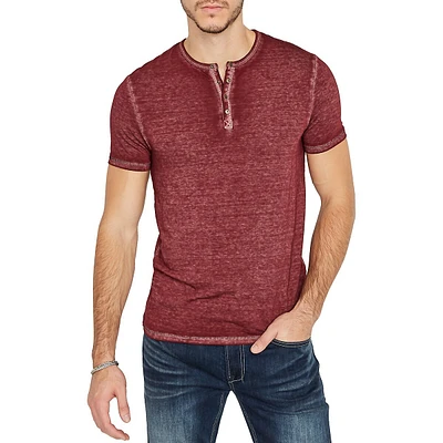 Short-Sleeve Cotton-Blend Henley