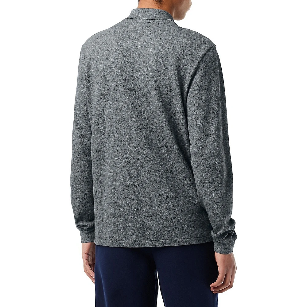 Original Petit-Piqué Knit Long-Sleeve Heathered Polo Shirt