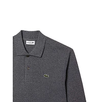 Original Petit-Piqué Knit Long-Sleeve Heathered Polo Shirt