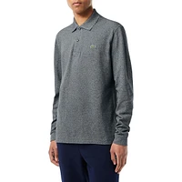 Original Petit-Piqué Knit Long-Sleeve Heathered Polo Shirt
