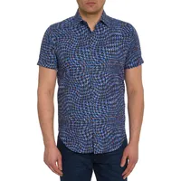 Chemise à manches courtes avec imprimé abstrait multicolore