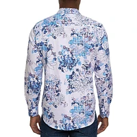 Bernard Abstract Grid Floral-Print Shirt