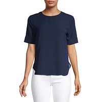 Short-Sleeve Crew Neck Blouse