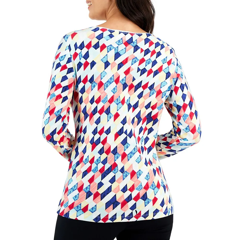 Petite Kaleidoscope Geo Long-Sleeve Top