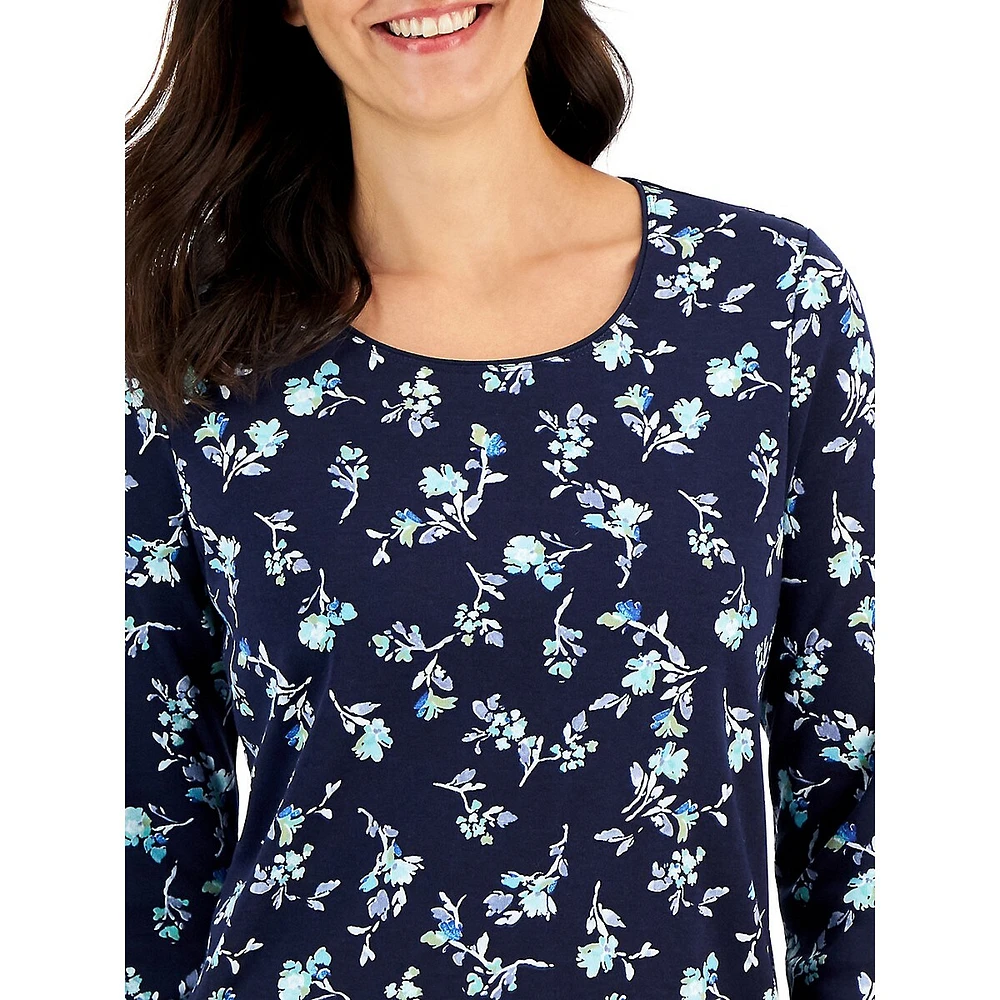 Petite Ditsy Delight Long-Sleeve Top